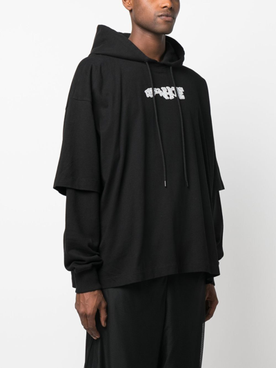 Shop Off-white Logo-print Hoodie In Black