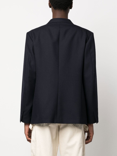 Maison Margiela Single-breasted Four-stitch Jacket In Blue