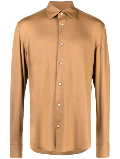 Shop Giuliva Heritage Button-down Cotton Shirt In Brown