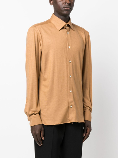 Shop Giuliva Heritage Button-down Cotton Shirt In Brown