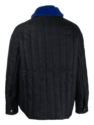 Sunnei Dark Blue Denim Quilted Jacket In Blue