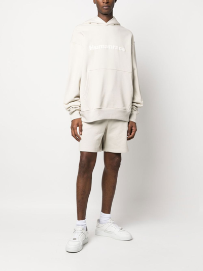 Shop Adidas Originals X Pharrell Williams Logo-print Hoodie In Neutrals