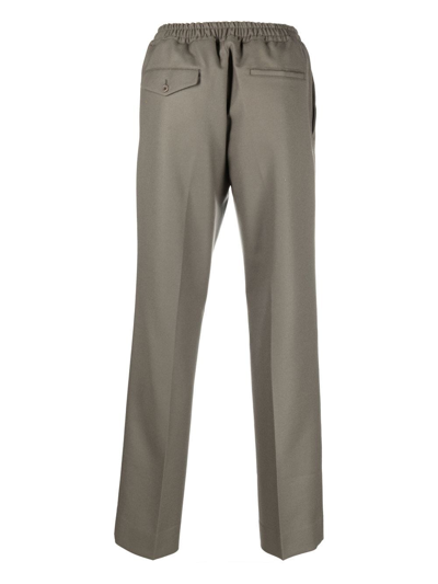 Shop Paura Elasticated-waist Straight-leg Trousers In Grey