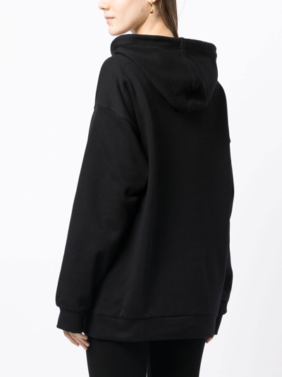 Shop Ermanno Firenze Logo-embroidered Drawstring Hoodie In Black