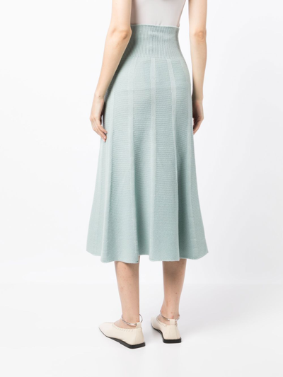 Shop Colombo Cashmere Pleated Midi Skirt In Green