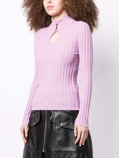 Shop Vivetta Ribbed-knit Cut-out Top In Purple