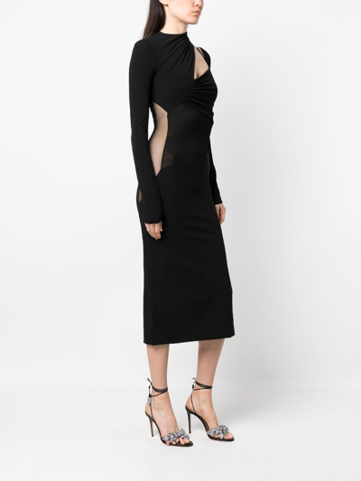 Shop Nensi Dojaka Cold Shoulder Midi Dress In Black