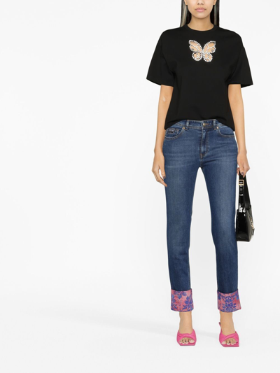 Versace Jeans Couture Baroque-cuff Skinny Jeans In Blue