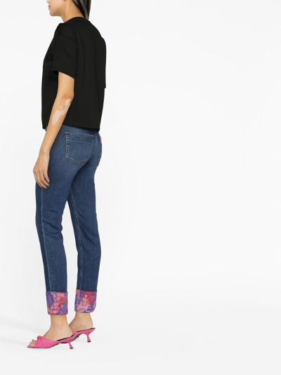 Versace Jeans Couture Baroque-cuff Skinny Jeans In Blue