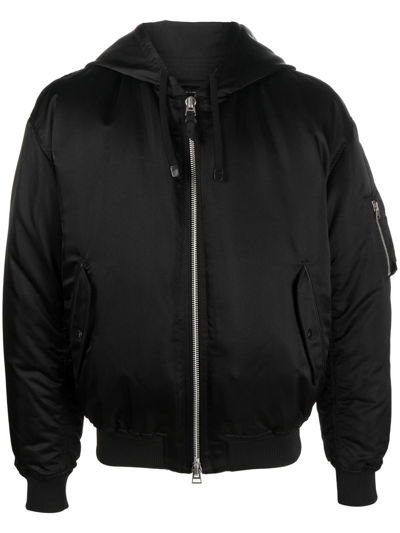 Shop Tom Ford Hooded Bomber Jacket In Black