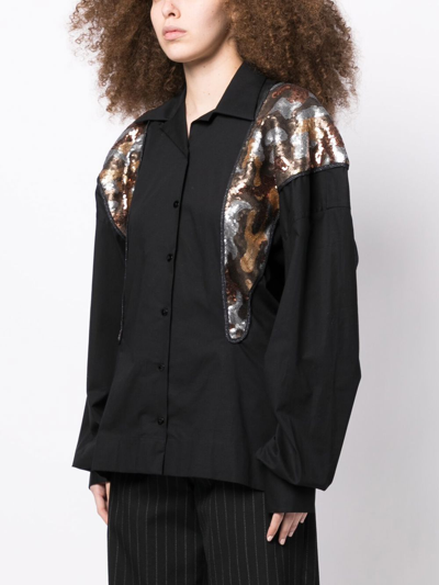 Shop Antonio Marras Dolly Sequin-panel Shirt In Black