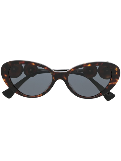 Shop Versace Medusa Head Cat-eye Sunglasses In Brown