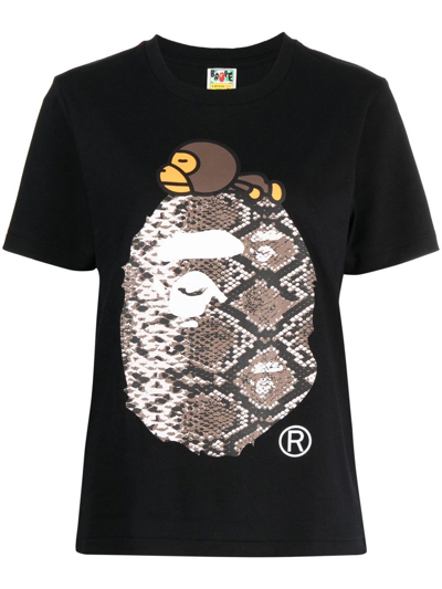 Shop A Bathing Ape Graphic-print Design T-shirt In Black