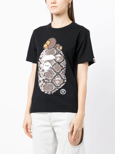 Shop A Bathing Ape Graphic-print Design T-shirt In Black