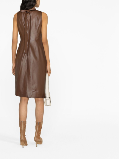 Shop Desa 1972 Leather Midi Dress In Brown