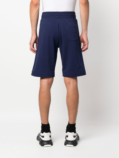 Shop Moschino Logo-tape Detail Track Shorts In Blue