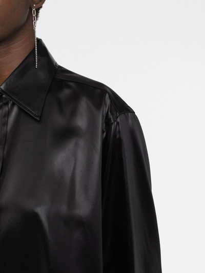 Shop Maison Margiela Faux-leather Long-sleeved Shirt In Black