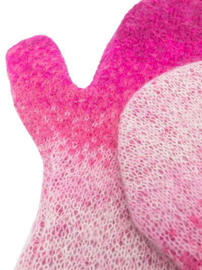 Shop Erl Ombré-effect Knitted Mittens In Pink