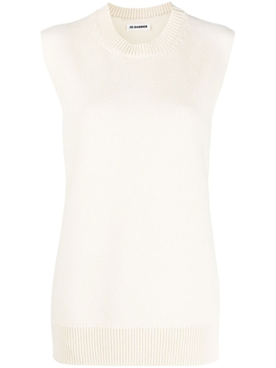 Shop Jil Sander Cashmere Wool Blend Knit Vest In White