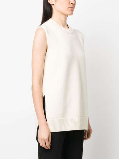 Jil Sander Relaxed Fit Crew-neck Wool Vest In White