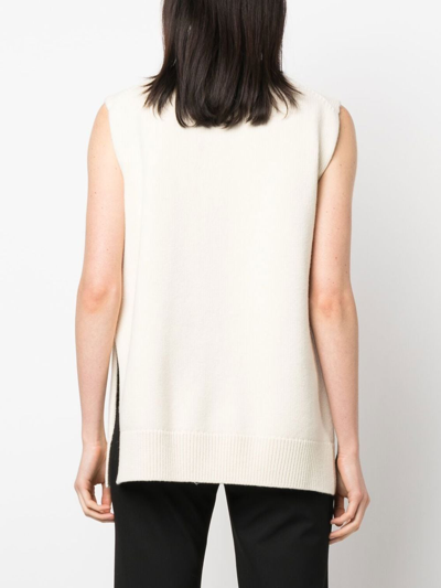 Jil Sander Relaxed Fit Crew-neck Wool Vest In White