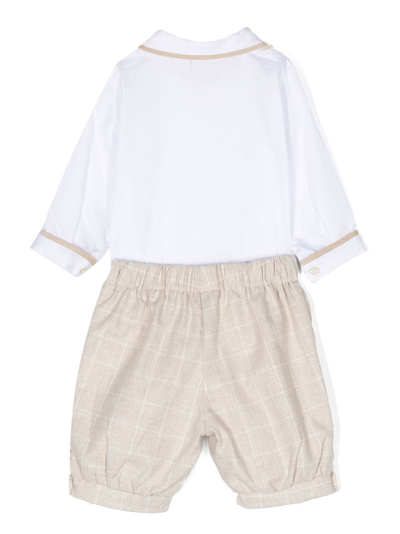 La Stupenderia Windowpane-print Trousers Set In Neutrals