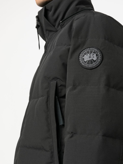 Shop Canada Goose Padded Hooded Coat In Black