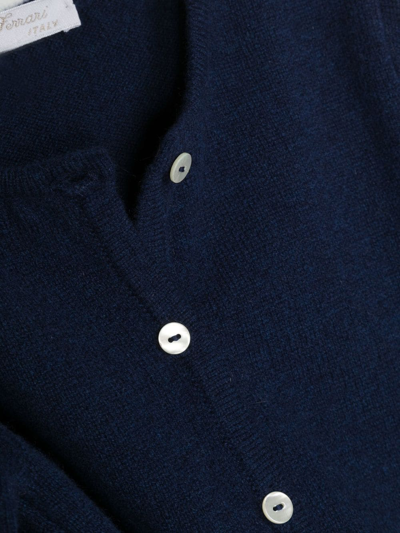 Mariella Ferrari Babies' Button-up Cashmere-merino Cardigan In Blue