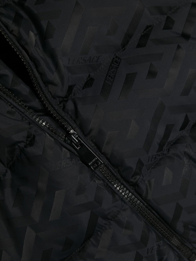 Shop Versace Greca-print Padded Jacket In Black