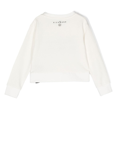 Shop John Richmond Junior Sequin-logo Crew-neck Sweatshirt In White