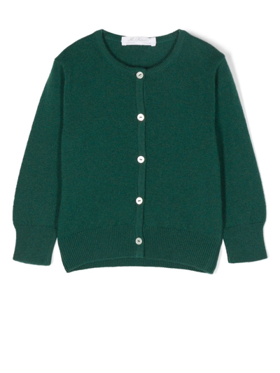 Mariella Ferrari Button-up Merino-cashmere Cardigan In Green
