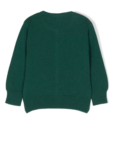 Mariella Ferrari Button-up Merino-cashmere Cardigan In Green