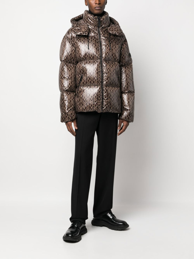 Mackage Kent Lustrous Light Water Repellent 800 Fill Power Down Recycled Polyester Hooded Puffer Jacket In Brown