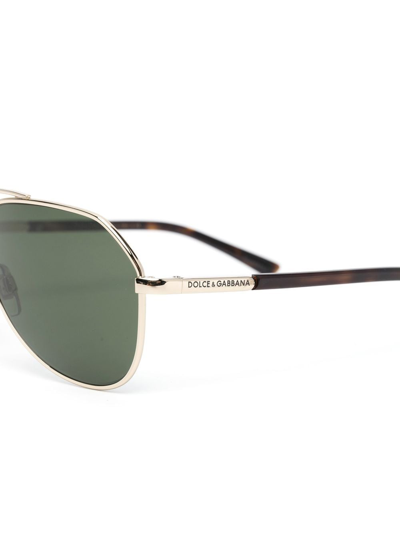 Shop Dolce & Gabbana Double-bridge Pilot-frame Sunglasses In Brown