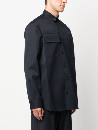 Jil Sander Long-sleeve Wool Shirt In Blue