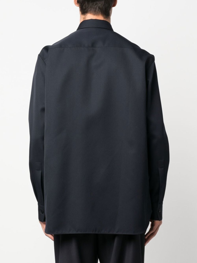 Jil Sander Long-sleeve Wool Shirt In Blue