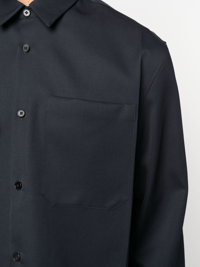 Jil Sander Long-sleeve Wool Shirt In Blue