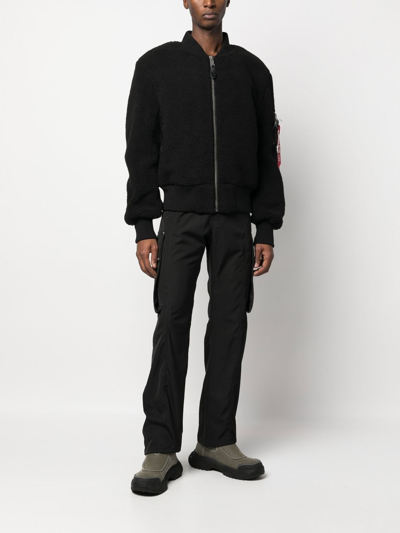 Shop Alpha Industries Ma-1 Teddy Bomber Jacket In Black