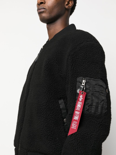 Alpha Industries Ma-1 Teddy Bomber Jacket In Black