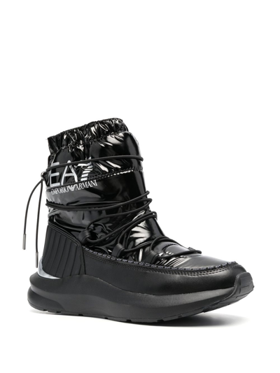 Ea7 Logo-print Quilted Snow Boots In Black