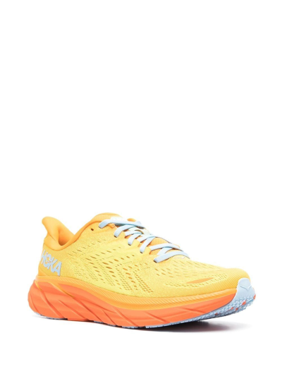 Hoka Clifton 8 Rubber-trimmed Mesh Running Sneakers In Yellow