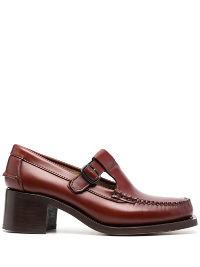 Shop Hereu Block-heel Loafers In Brown