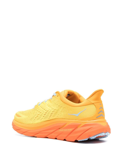 Hoka Clifton 8 Rubber-trimmed Mesh Running Sneakers In Yellow