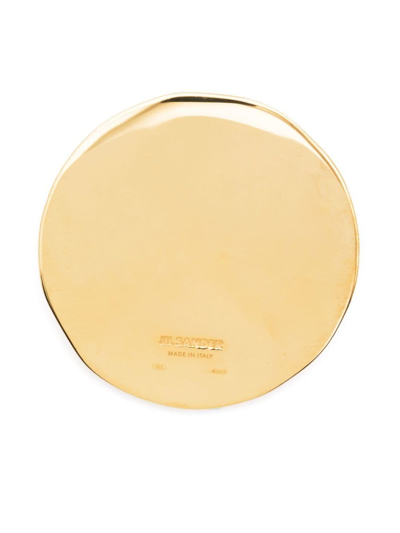 Shop Jil Sander Logo-engraved Circle Brooch In Gold