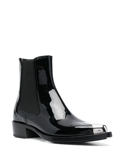 Shop Alexander Mcqueen Patent Ankle Boots In Black