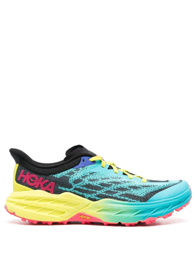 Shop Hoka One One Speedgoat 5 Panelled Lace-up Sneakers In Blue