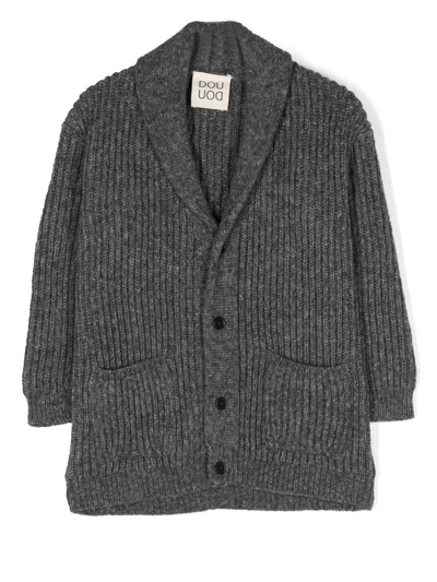 Shop Douuod Rib-knit Wool-blend Cardigan In Grey