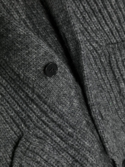 Shop Douuod Rib-knit Wool-blend Cardigan In Grey