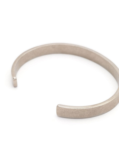 Shop Maison Margiela Logo-engraved Cuff Bracelet In Silver