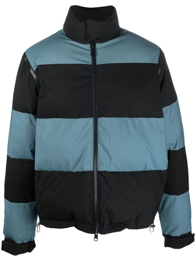 Shop Sunnei Striped Puffer Jacket In Blue